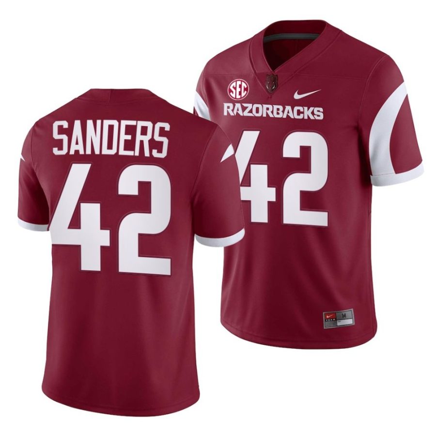 2022 23 arkansas razorbacks drew sanders cardinal college football game jersey scaled