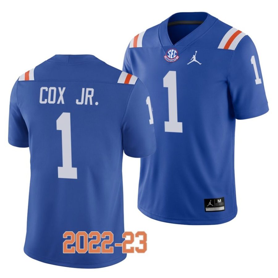 2022 23 florida gators brenton cox jr. blue college football throwback jersey scaled