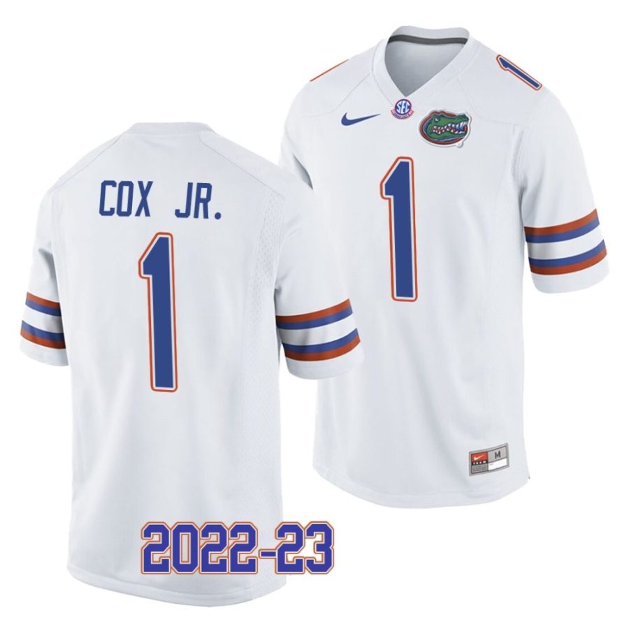 2022 23 florida gators brenton cox jr. white college football replica jersey scaled