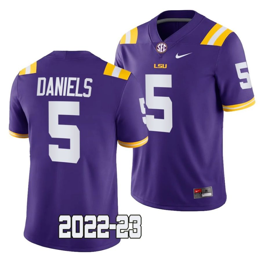 2022 23 lsu tigers jayden daniels purple college football game jersey scaled