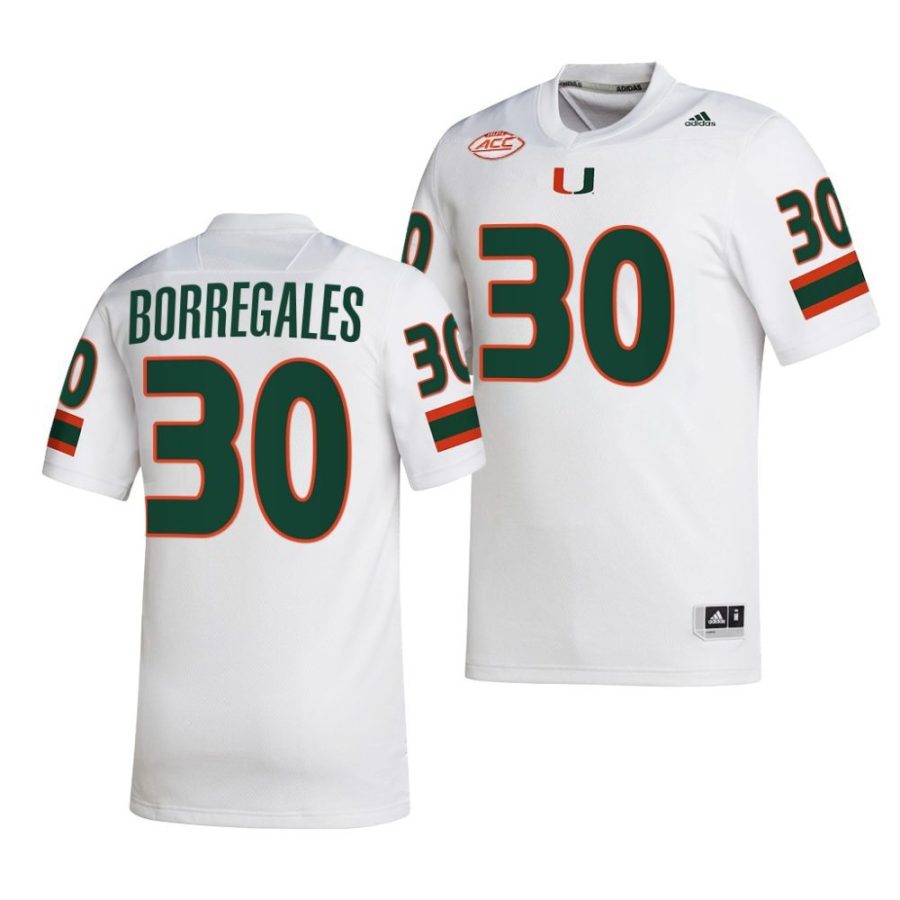 2022 23 miami hurricanes andres borregales white college football nil replica jersey scaled