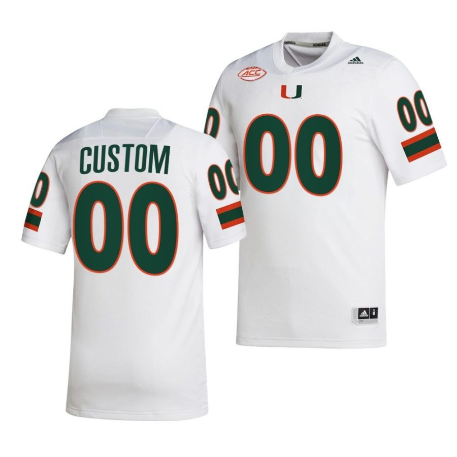 2022 23 miami hurricanes custom white college football nil replica jersey scaled