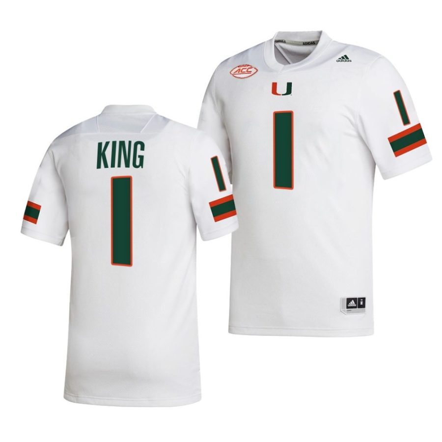 2022 23 miami hurricanes d'eriq king white college football nil replica jersey scaled