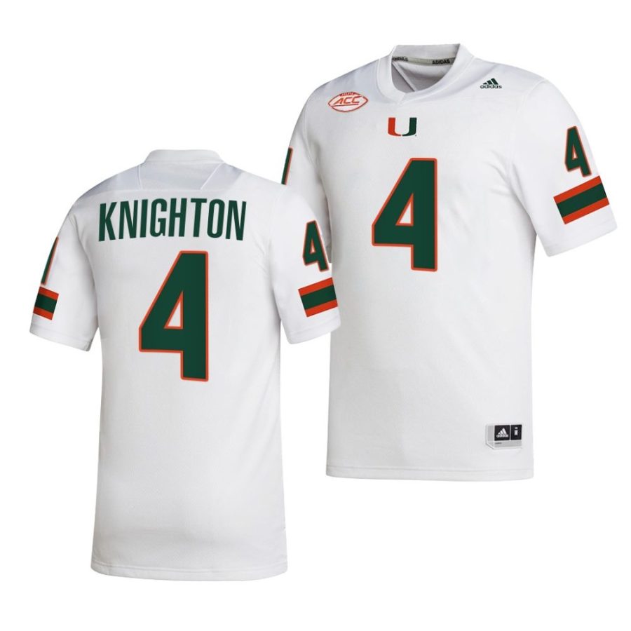 2022 23 miami hurricanes jaylan knighton white college football nil replica jersey scaled