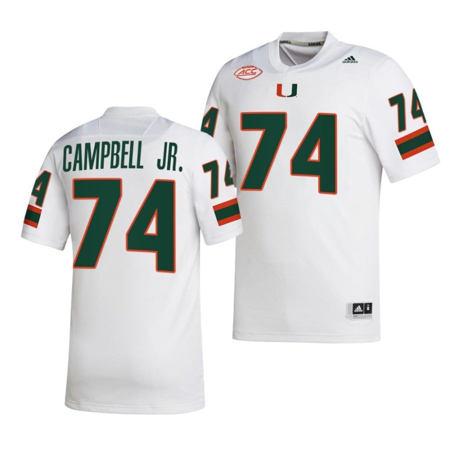 2022 23 miami hurricanes john campbell jr. white college football nil replica jersey scaled