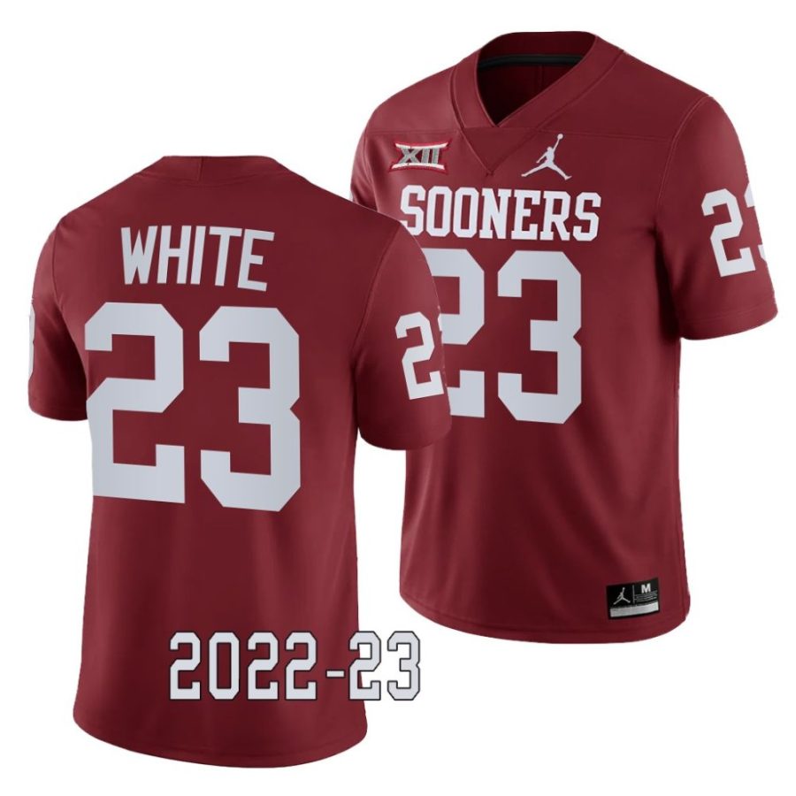 2022 23 oklahoma sooners dashaun white crimson college football game jersey scaled