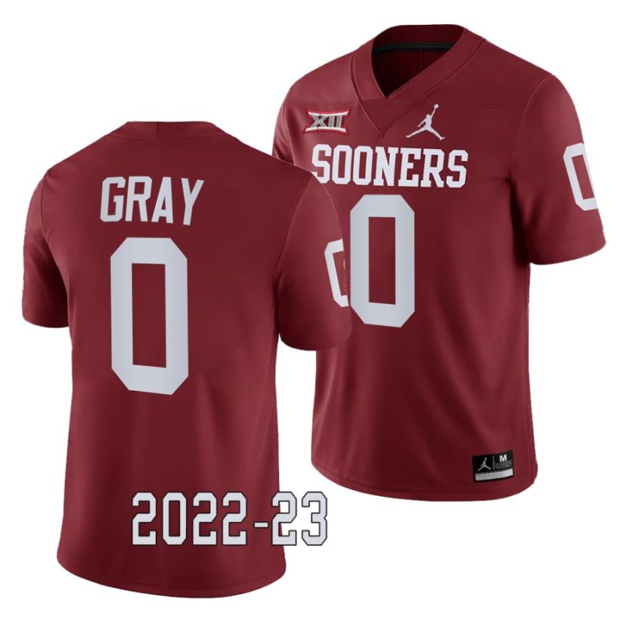 2022 23 oklahoma sooners eric gray crimson college football game jersey scaled