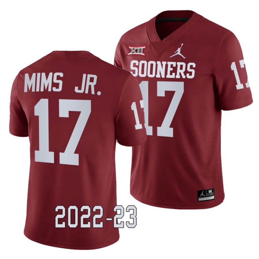 2022 23 oklahoma sooners marvin mims jr. crimson college football game jersey scaled