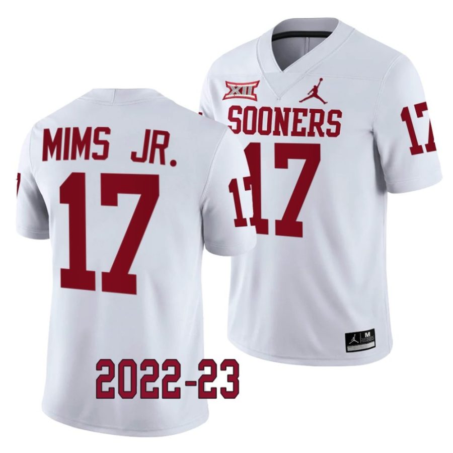 2022 23 oklahoma sooners marvin mims jr. white college football game jersey scaled