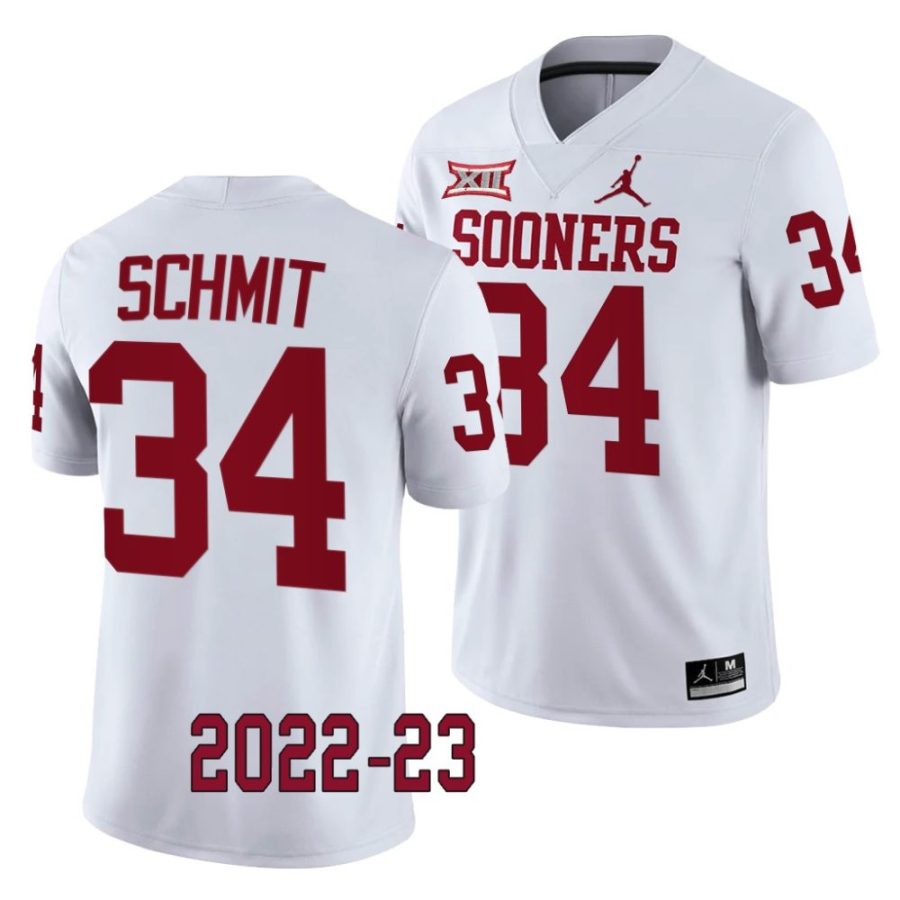 2022 23 oklahoma sooners zach schmit white college football game jersey scaled