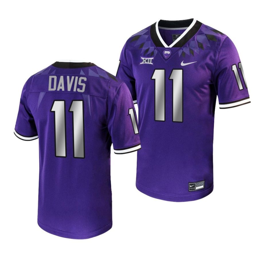 2022 23 tcu horned frogs derius davis purple untouchable game football jersey scaled