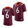 2022 23 virginia tech hokies grant wells maroon college football nil replica jersey scaled