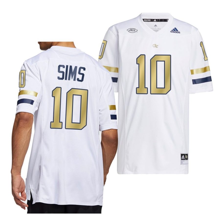 2022 georgia tech yellow jackets jeff sims white home premier football jersey scaled