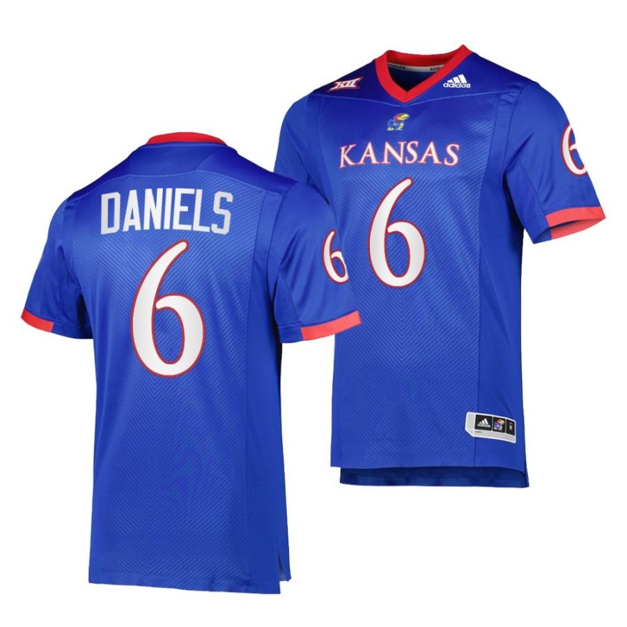 2022 kansas jayhawks jalon daniels royal premier football jersey scaled