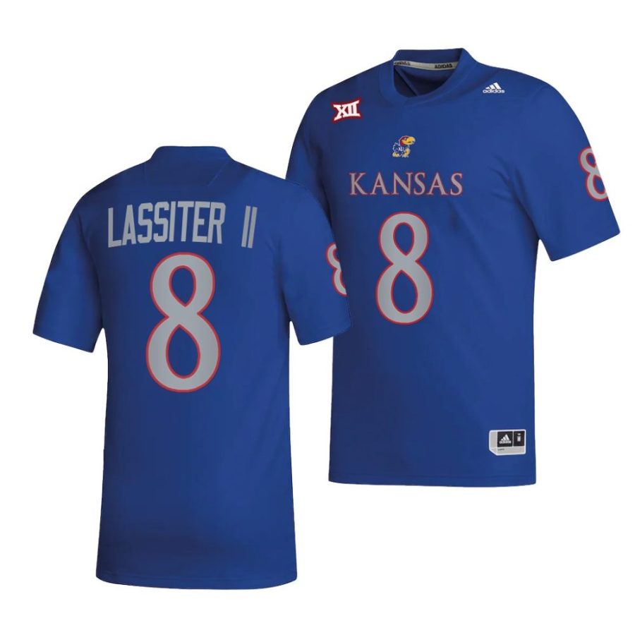 2022 kansas jayhawks kwamie lassiter ii royal college football nil replica jersey scaled