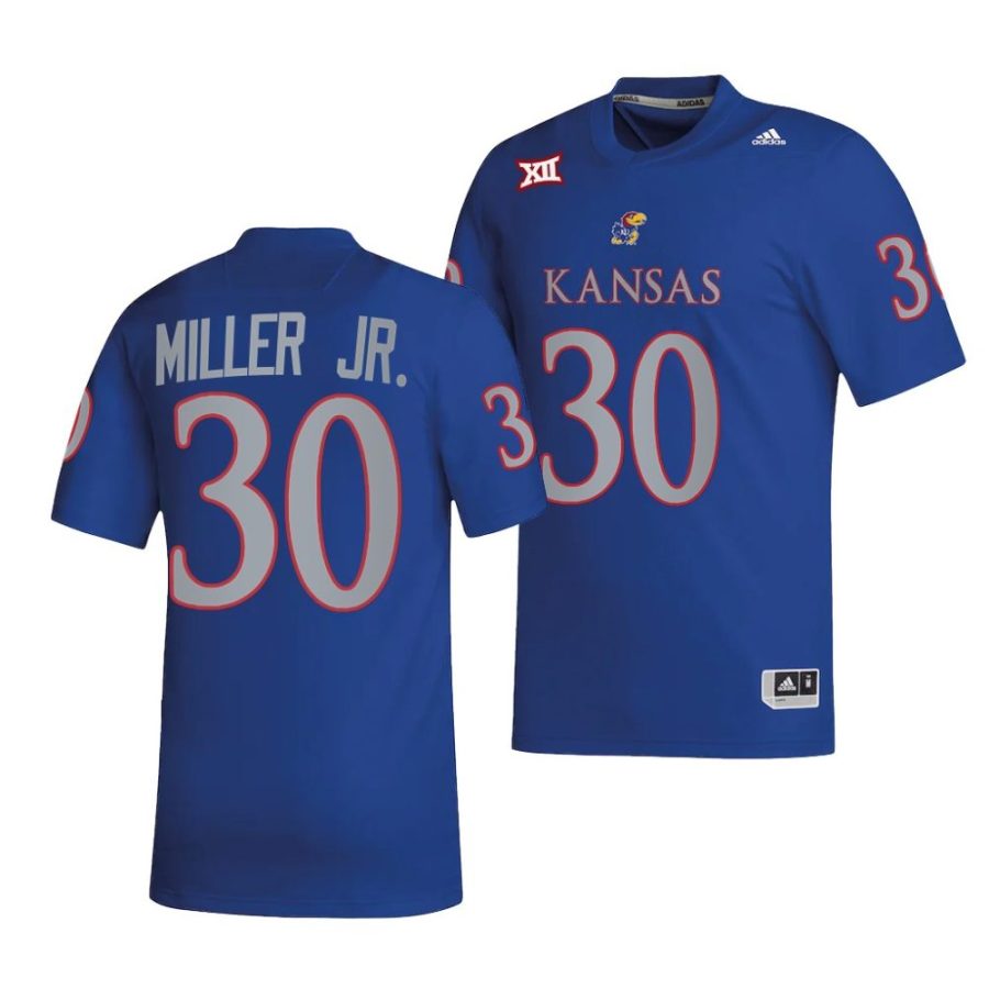 2022 kansas jayhawks rich miller jr. royal college football nil replica jersey scaled