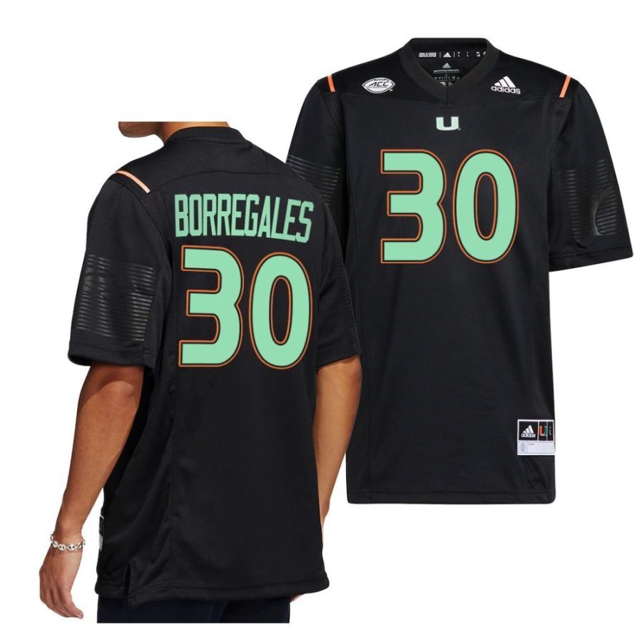 2022 miami hurricanes andres borregales black miami nights premier strategy jersey scaled