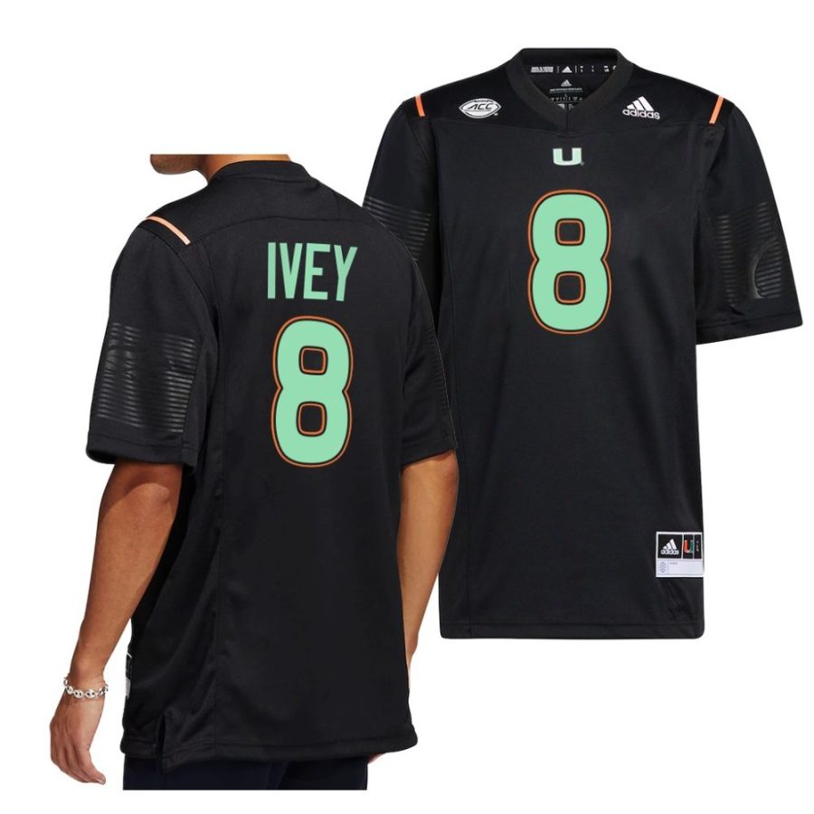 2022 miami hurricanes dj ivey black miami nights premier strategy jersey scaled