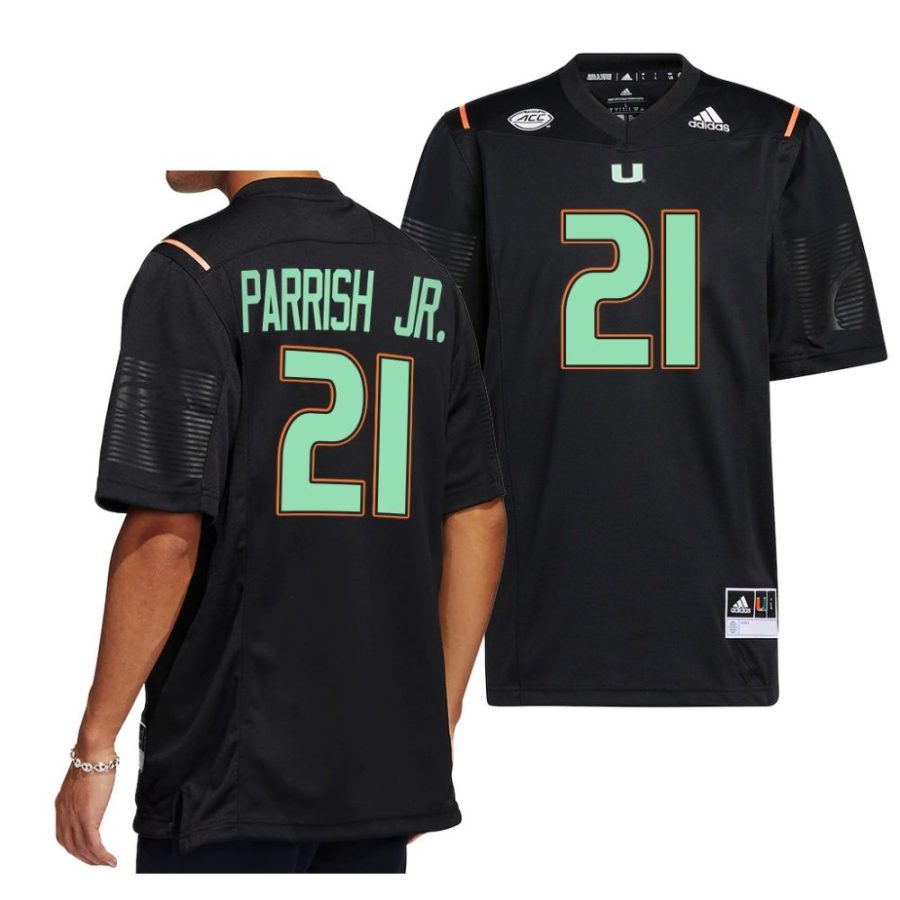 2022 miami hurricanes henry parrish jr. black miami nights premier strategy jersey scaled