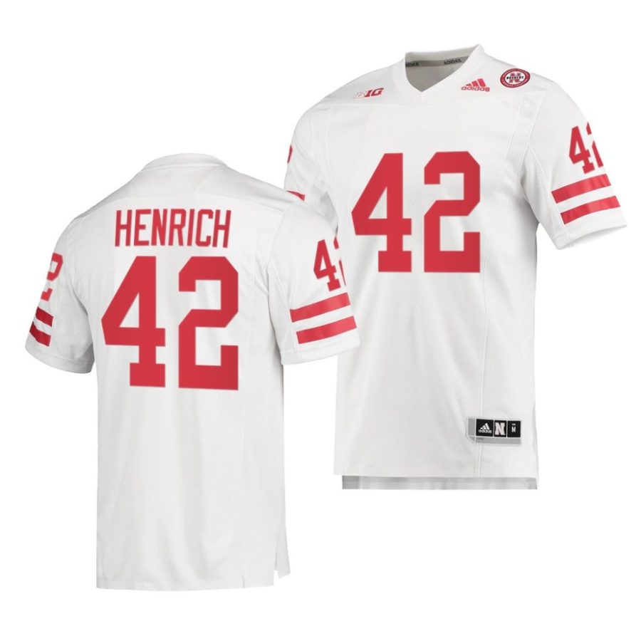 2022 nebraska huskers nick henrich white premier football jersey scaled