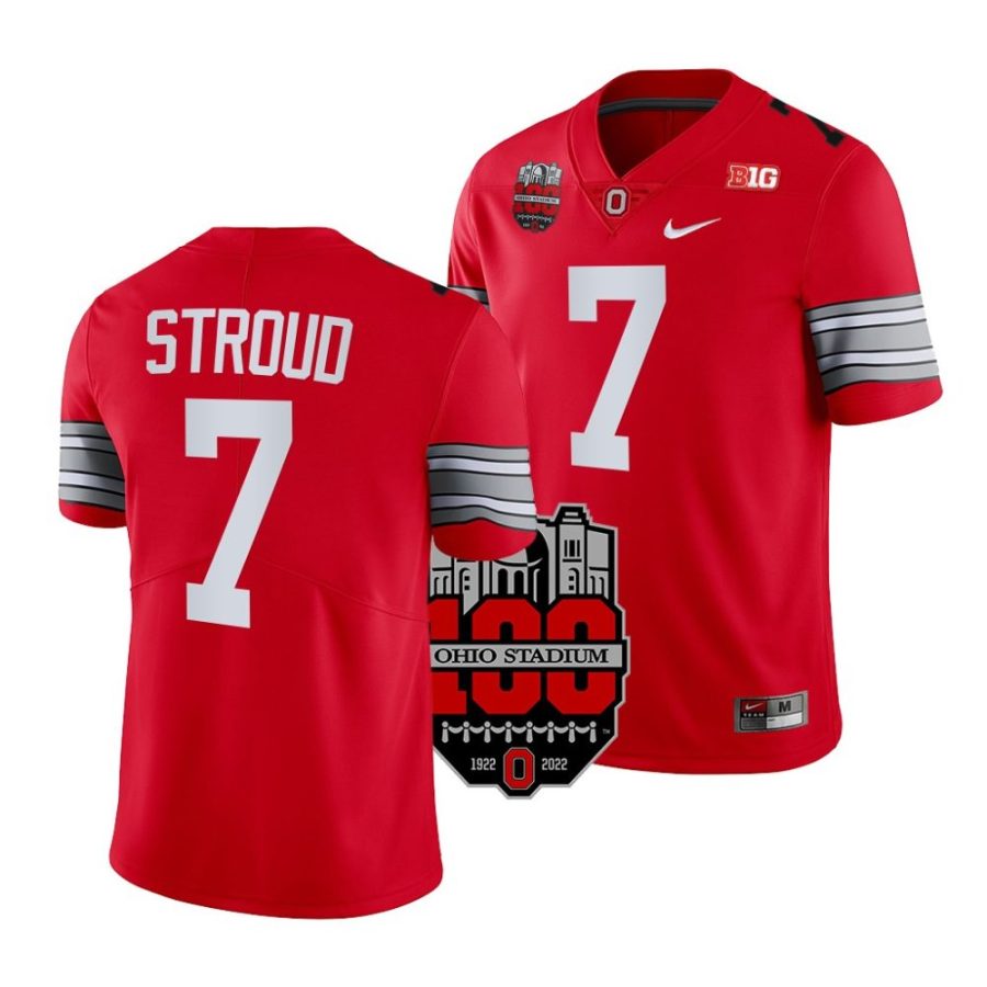 2022 ohio state buckeyes c.j. stroud scarlet 100th anniversary woody football jersey scaled