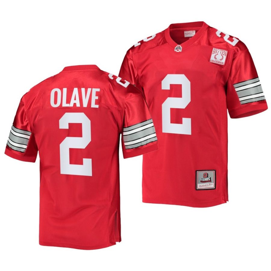 2022 ohio state buckeyes chris olave scarlet 100th anniversary throwback jersey scaled