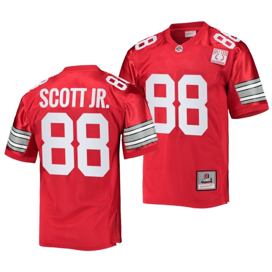 2022 ohio state buckeyes gee scott jr. scarlet 100th anniversary throwback jersey scaled