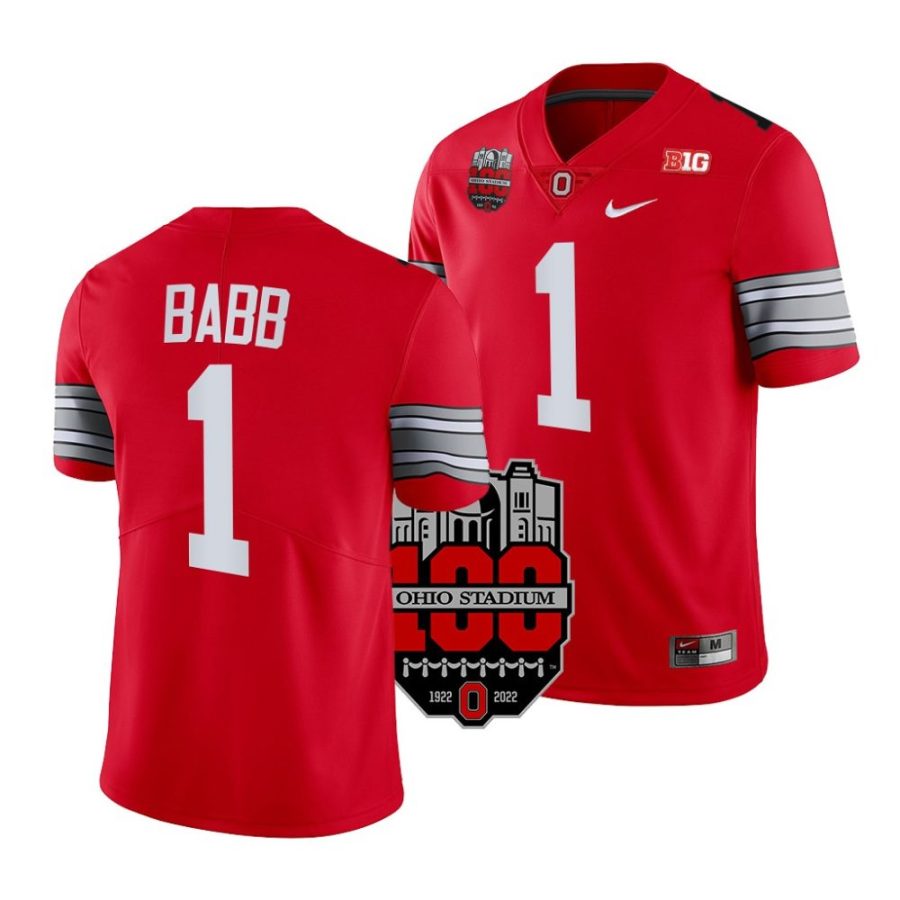 2022 ohio state buckeyes kamryn babb scarlet 100th anniversary woody football jersey scaled