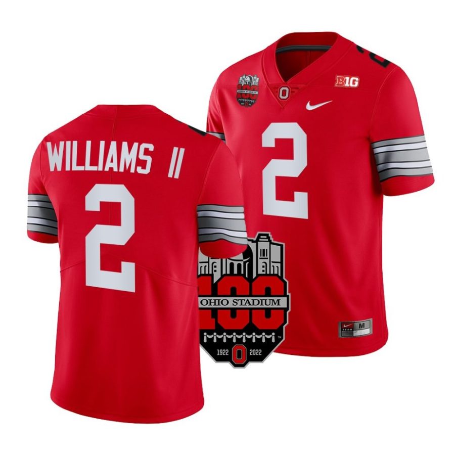 2022 ohio state buckeyes kourt williams ii scarlet 100th anniversary woody football jersey scaled