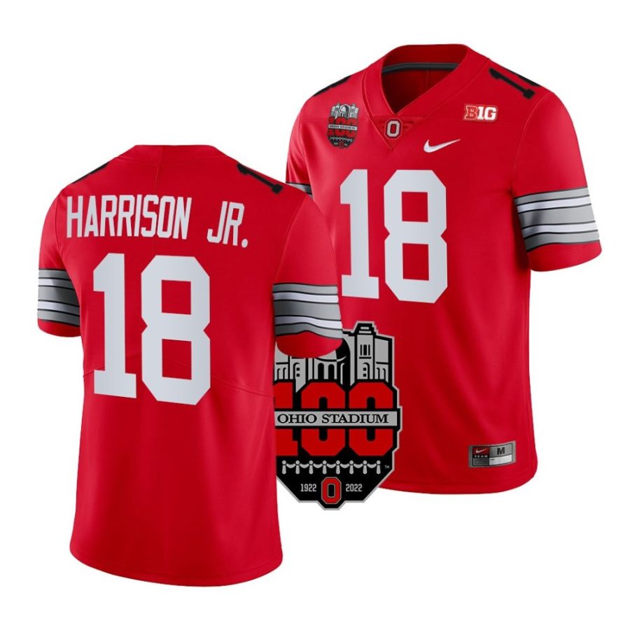 2022 ohio state buckeyes marvin harrison jr. scarlet 100th anniversary woody football jersey scaled