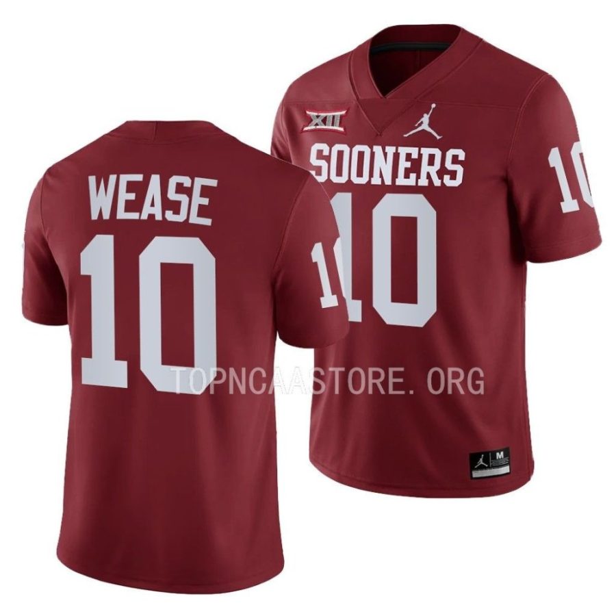 2022 oklahoma sooners theo wease crimson college football game jersey scaled