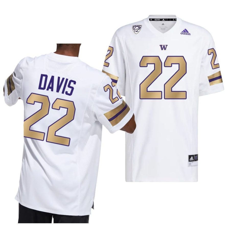 2022 washington huskies cameron davis white husky royalty premier strategy jersey scaled