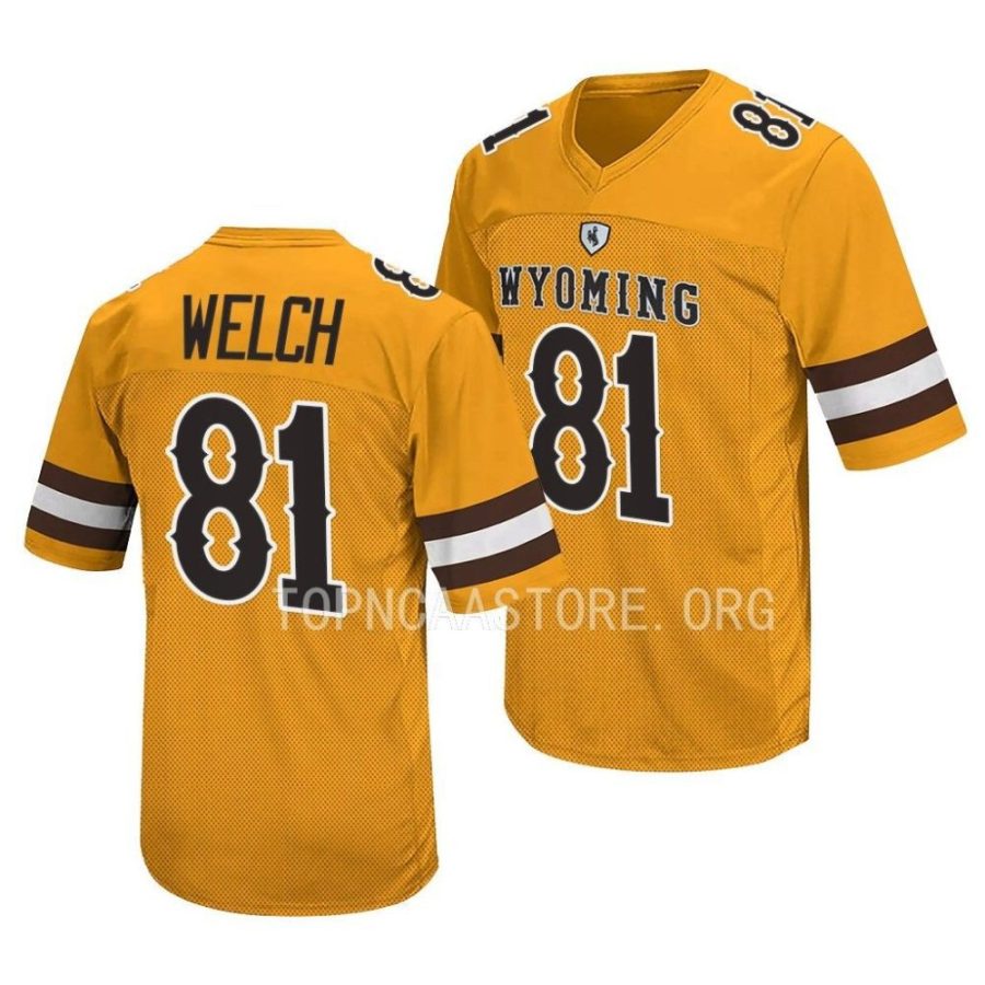 2022 wyoming cowboys treyton welch gold college football retro jersey scaled