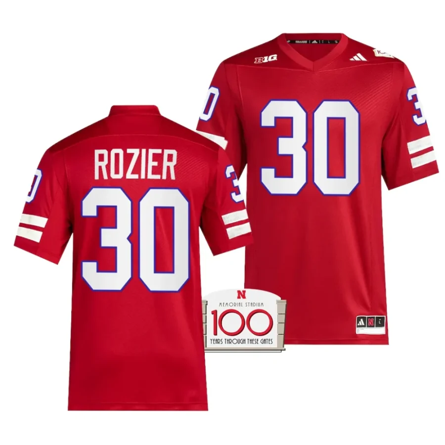 2023 nebraska huskers mike rozier red 100th anniversary alternate football jersey scaled