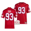 2023 nebraska huskers ndamukong suh red 100th anniversary alternate football jersey scaled
