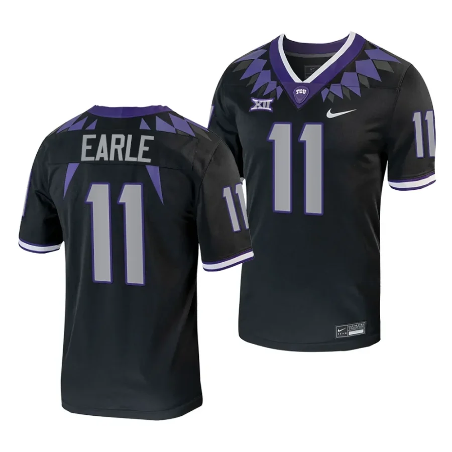 2023 tcu horned frogs jojo earle black alternate football replica jersey scaled