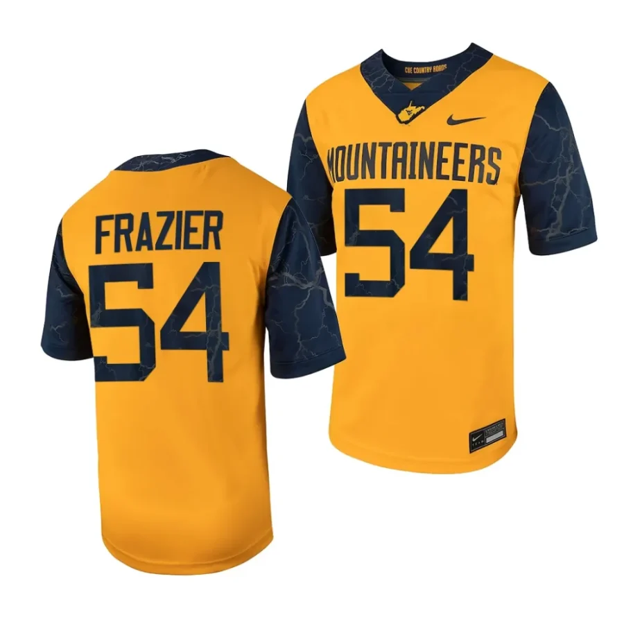 2023 west virginia mountaineers zach frazier gold country roads football game jersey scaled