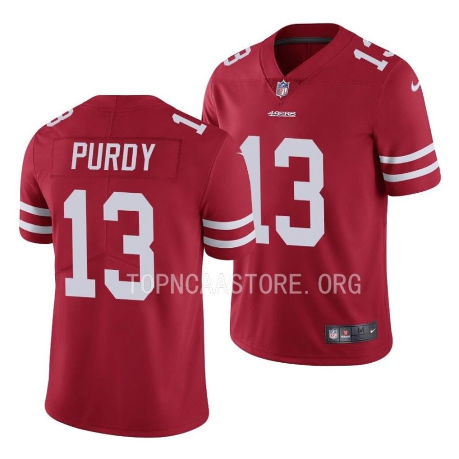49ers brock purdy scarlet 2022 draft's mr. irrelevant limited football jersey scaled