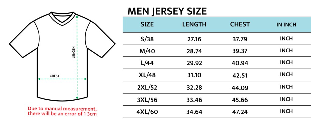 5 Men Jersey Size