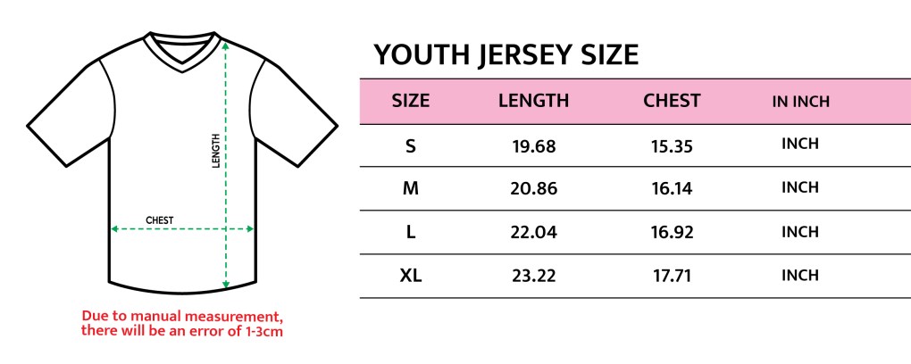 5 Youth Jersey Size