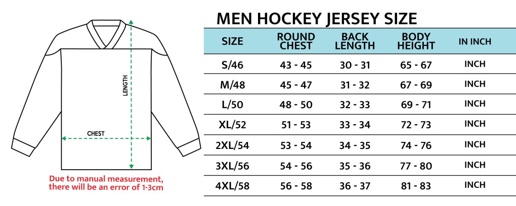NHL Men Hockey Jersey Size