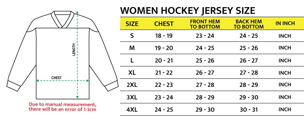 NHL Women Hockey Jersey Size