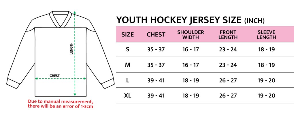 NHL Youth Hockey Jersey Size
