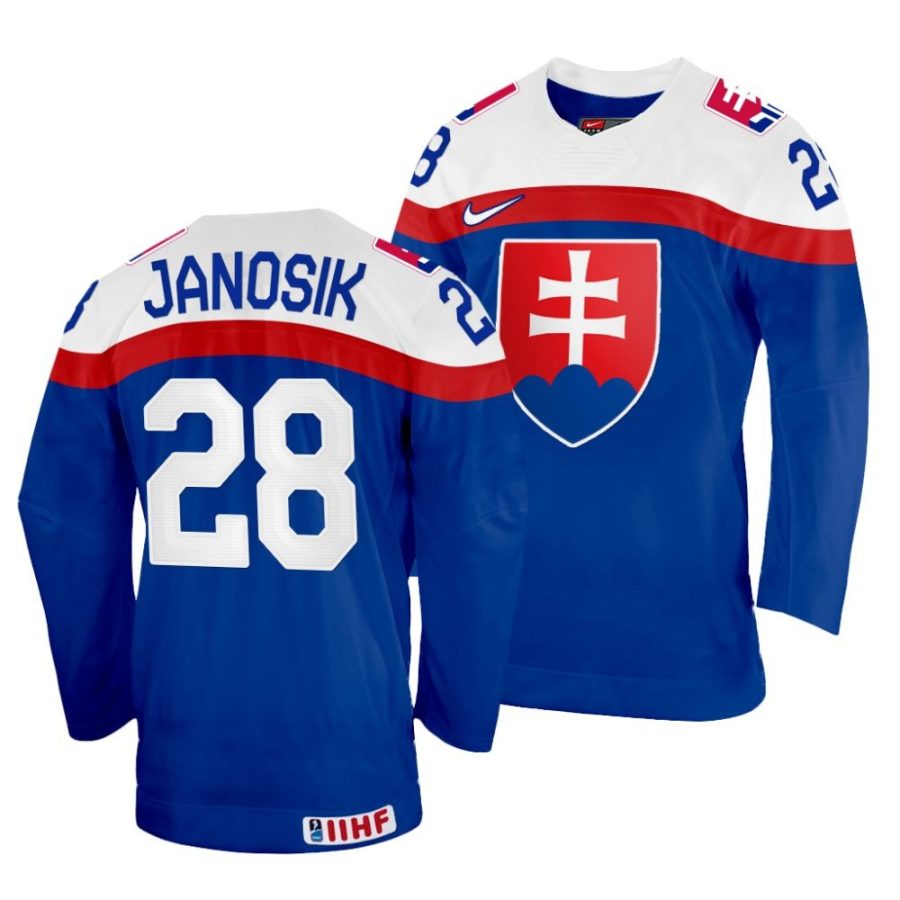 adam janosik away 2022 iihf world championship blue jersey scaled