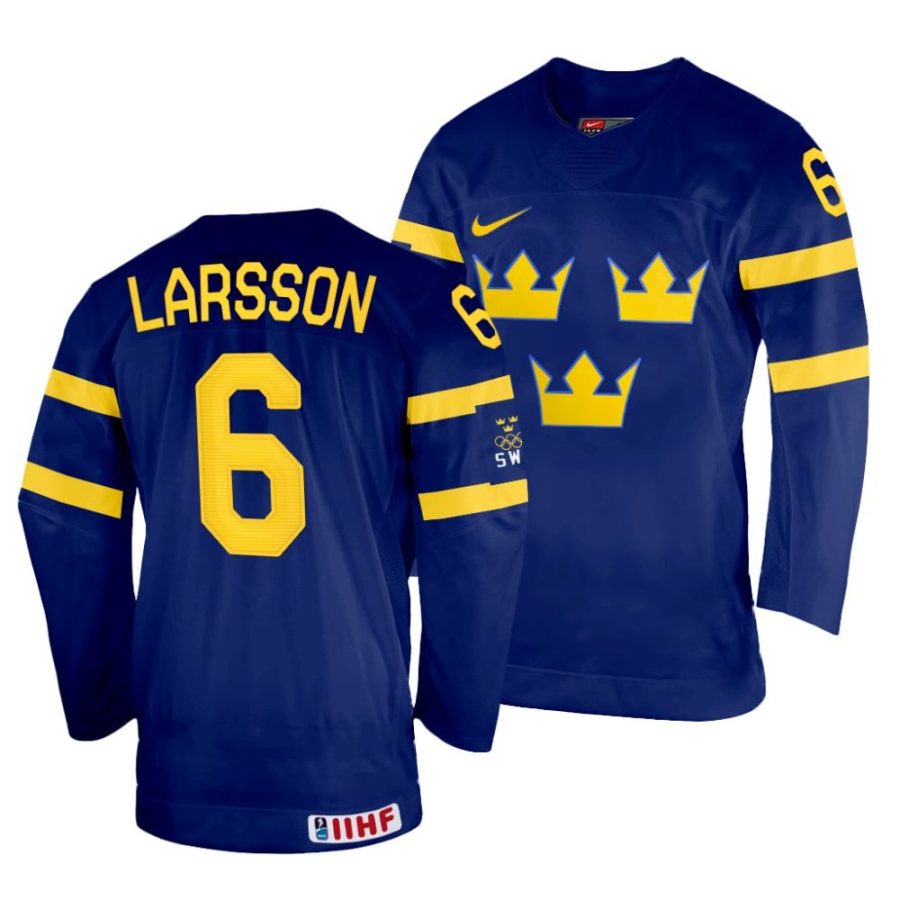 adam larsson navy 2022 iihf world championship sweden away jersey scaled