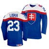 adam liska away 2022 iihf world championship blue jersey scaled