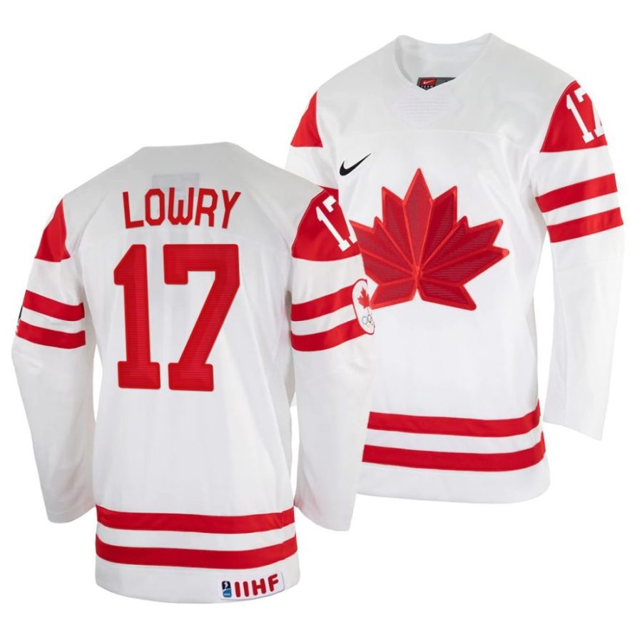 adam lowry home 2022 iihf world championship white jersey scaled