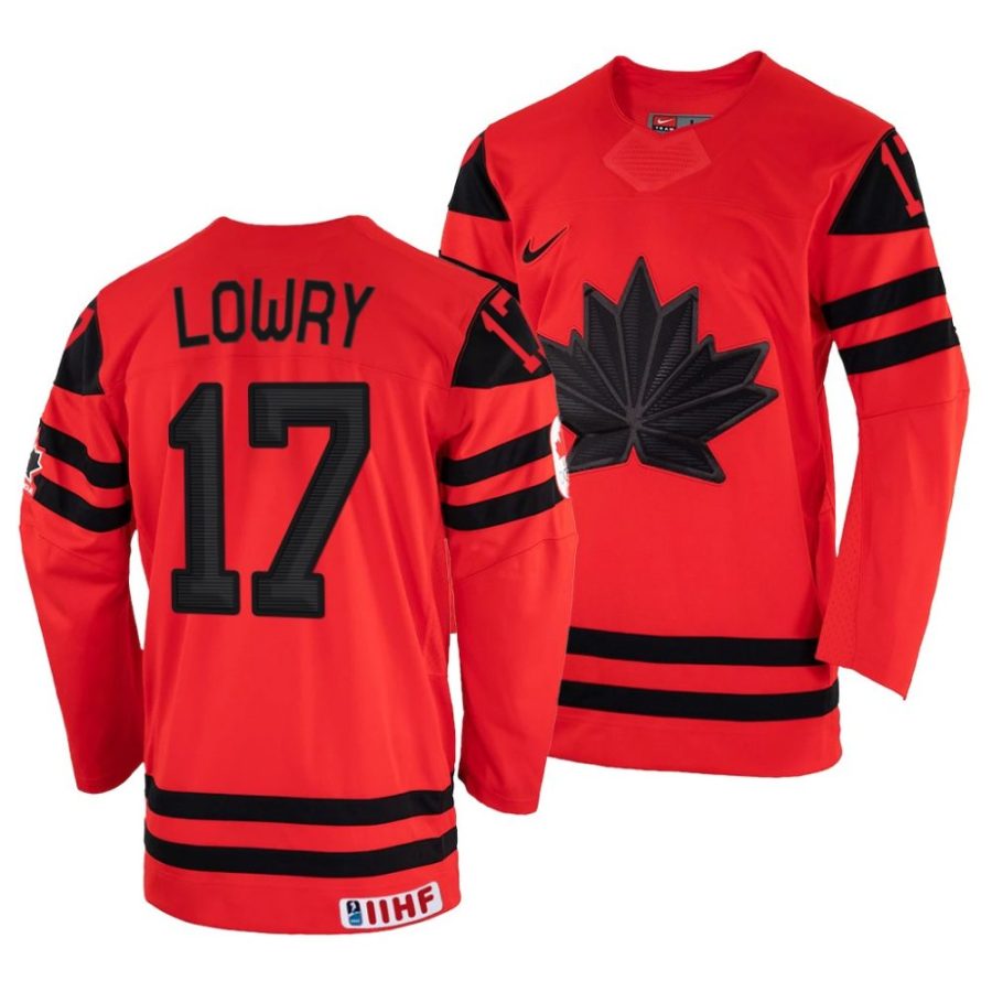 adam lowry red 2022 iihf world championship canada away jersey scaled