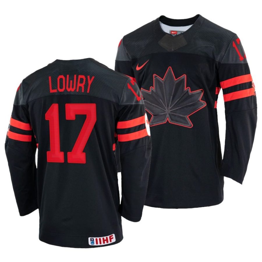 adam lowry replica 2022 iihf world championship black jersey scaled