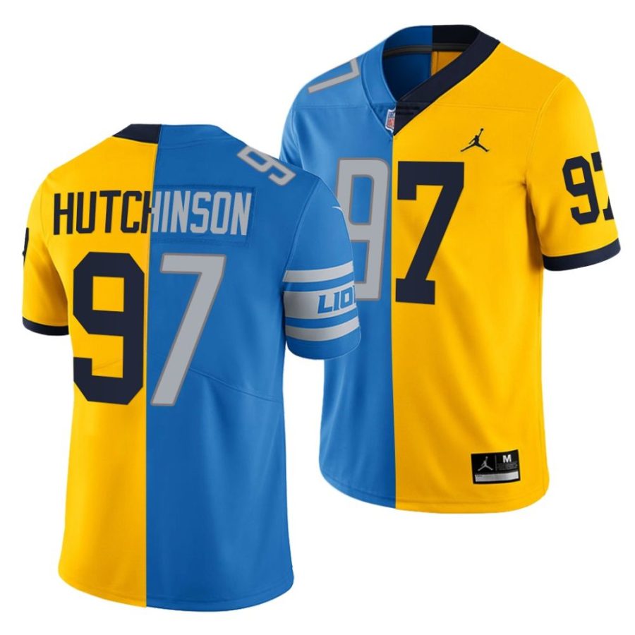 aidan hutchinson blue gold 2022 nfl draft lions x wolverines jersey scaled
